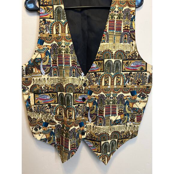 Vintage 90s III Main Egyptian Print Cotton Vest Unisex Bold Statement Size L - Picture 6 of 6